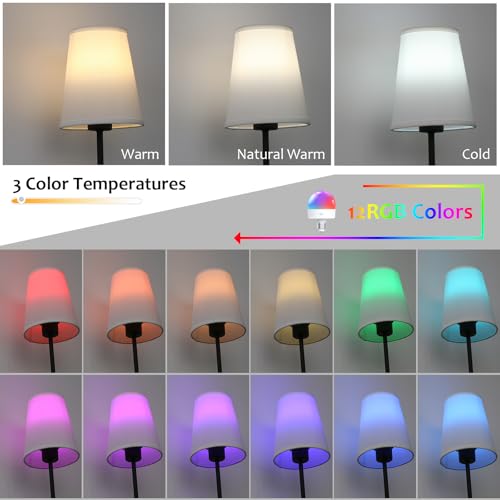Image of Pathson Battery Operated Fabric Wall Sconce Light Set of 2, Rechargeable Dimmable Wall Vanity Lights White Fabric Lampshade, Remote Control Wireless Wall Lamp for Bedroom Living Room, Bulb Included