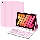 Lielax Keyboard Case for iPad Mini 7 (A7 Pro) 2024 8.3 inch, Case with Keyboard for iPad mini A17 Pro (2024/2021), Detachable Bluetooth Keyboard and Pencil Holder for ipad mini 7th/6th Gen, Pink