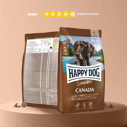 Happy Dog 03583 - Sensible Canada Lachs Kaninchen Lamm - Trockenfutter für ausgewachsene Hunde - 1 kg Inhalt