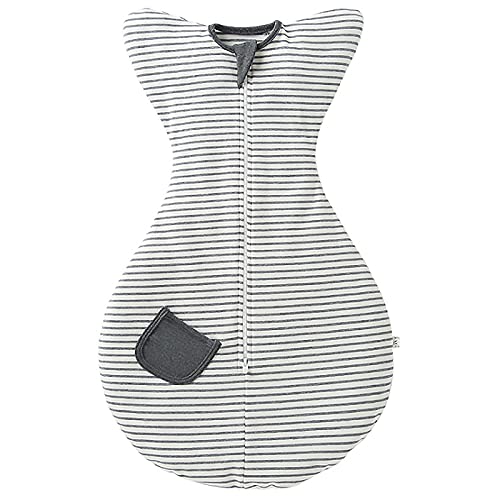 ZIGJOY 100% Algodón Manta Bebe Recien Nacido Agradable para La Piel Bebes 3-6 Meses Cremallera Doble Bebés Saco de Dormir de Transición(A Rayas)