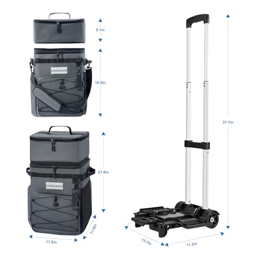 Image of Odoland 72 Can Rolling Cooler Bag with Wheels & Handle, Collapsible Insulated Ice Chest for Beach, Camping & Tailgating - Portable Travel Soft Cooler on Wheels, Collapses for Easy Storage