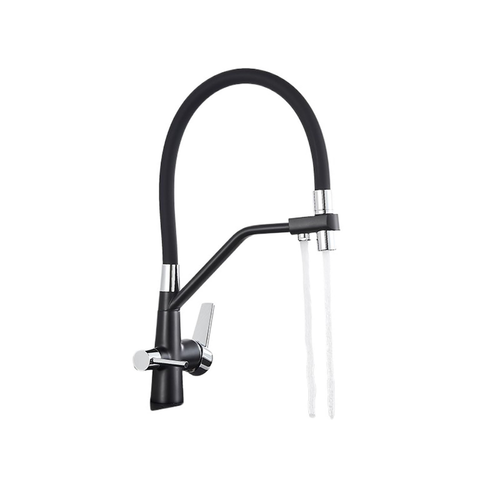 Kitchen Faucet, Filtered Kitchen Faucets, Purification Tap 360 Rotate Water Filter for Three Ways(A Black Chrome)