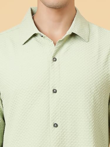 Image of KOTTY Men's Textured Casual Shirt - Long Sleeve||Button-Down Collar||Classic Fit