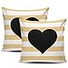 2 szt. poszewka na poduszkę żółte i białe paski czarne poszewki na poduszki w kształcie serca na zewnątrz poszewka na poduszkę dekoracyjna poszewka na poduszkę dla chłopców, prezenty, prezenty urodzinowe, 45 x 45 cm