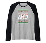 cat owner gifts ugly christmas kitten paws xmas tree holiday maglia con maniche raglan