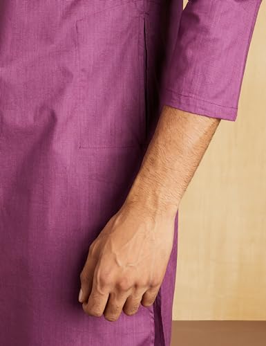 Image of Amazon Brand - Symbol Men's 100% Cotton Solid Long Length Casual Kurta - Regular Fit (Available in Plus Sizes)
