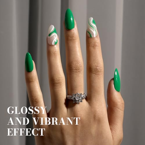 Image of MelodySusie Bright Parrot Green Gel Nail Polish, 0.5 Fl Oz Soak Off UV LED Nail Lamp Neon Green Gel Polish Gift for Women Art Manicure Salon DIY Design Decoration at Home-347
