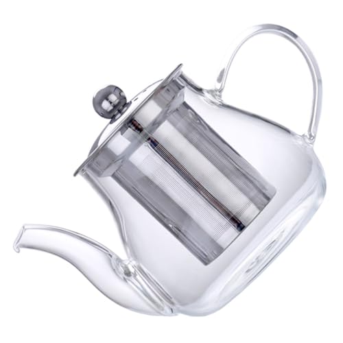 SMASOLO 高硼硅耐熱ガラスティーポット ステンレスフィルター付き 手持ち式キッチン用茶器 花茶 果実茶 薬膳対応 家用ティー 食洗機対応 贈