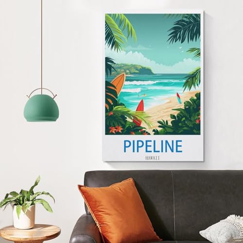 Impression sur toile Pipeline Hawaï déco 50x75 cm