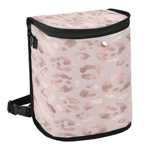 Image of senya Car Trash Can Car Garbage Can Car Waste Basket,Leopard Print Cheetah Rose Gold Leak-Proof Car Trash Bin, Car Trash Hanging Car Accessories Interior Car Organizer Bag