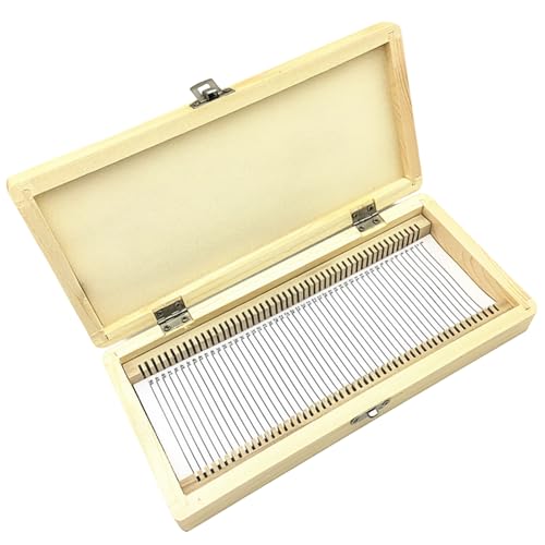 Tniytru - Wooden Microscope Slide Storage Box - Holds 50 Slides with Numbered Slots & Metal Clasps, Ideal for Laboratory, Classroom & Scientific Specimen Organisation