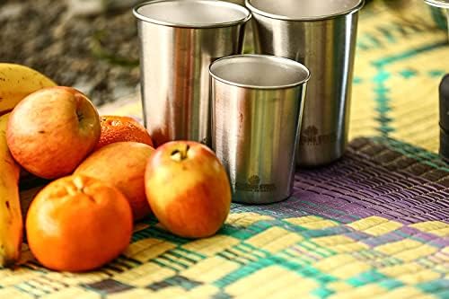 Greens Steel #1 Premium Stainless Steel Cups 16 oz/ 475ml Pint Cup Tumbler (4 Pack) Premium Metal Cups - Stackable Durable Cup