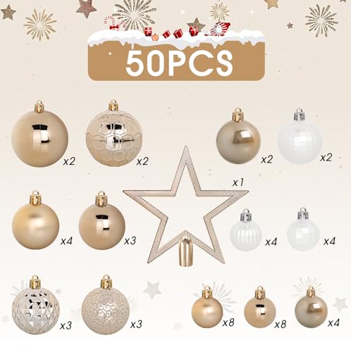 TranquilBliss 50 Pcs Christmas Ornaments Set Shatterproof, Deep Champagne $14.99 at Checkout - image 3