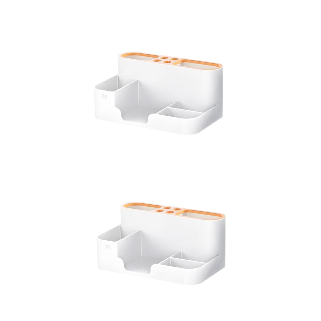 TEHAUX 2 Pezzi Scatola Porta Cancelleria Cestino Portaoggetti Portapenne Da Tavolo Organizzatore Piccolo Scrivania Per Portamatite Creativo Plastica Bianca