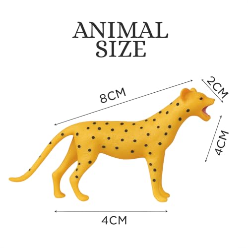 Image of 6-Pcs Small Jungle & Forest Animal Toy Set for Kids | Full Action Wild Animal Figures - Cartoon Lion, Tiger, Elephant |Miniature Zoo Animals for Boys & Girls Age 2-5 Years | Pretend Play Set