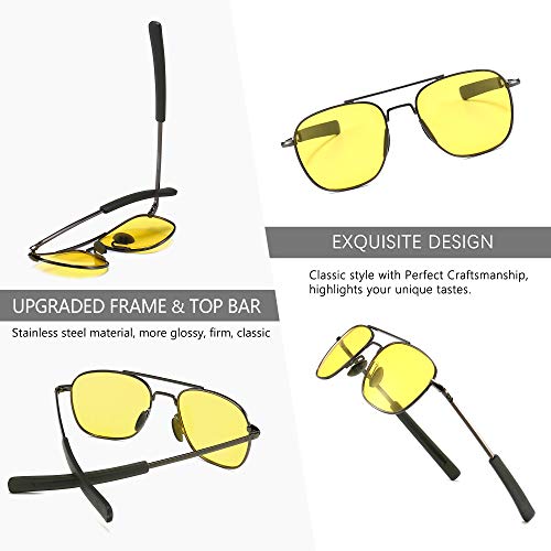 Image of SUNGAIT Men's Military Style Polarized Pilot Aviator Sunglasses - Bayonet Temples