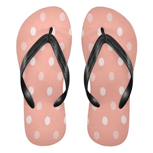 Polka Dot Red Pink Flip Flops for Beach Thong Sandals Anti-slip Lightweight Flat Slippers for Summer Outdoor Travel