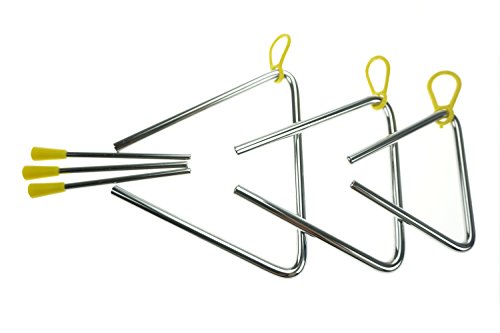 Bilipala Steel Rhythm Musical Percussion Triangle Instruments with Strikers, Set of 3