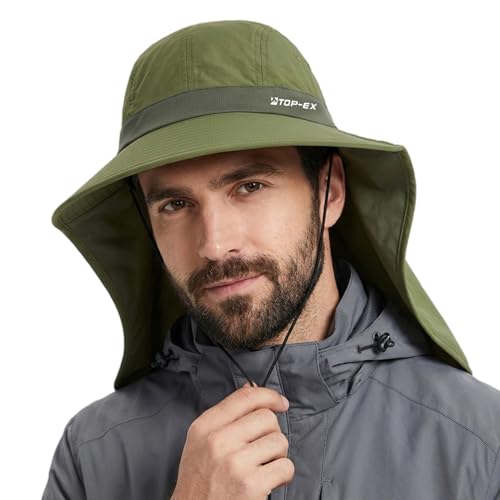 Image of TOP-EX Cooling Sun Hat with Neck Flap - UPF 50+ Wide Brim Breathable Hat for Hiking, Fishing & Big Heads