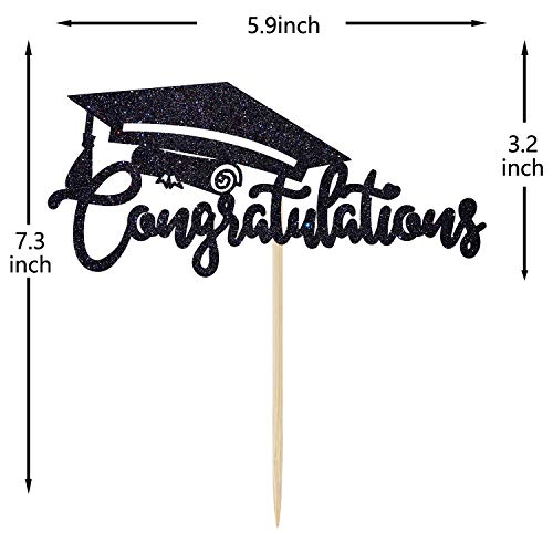 Black Glitter Congratulations Cake Topper, Class Of 2023/So Proud Of You/Congrats Grad, 2023 Graduation Party Decorations #TOP4