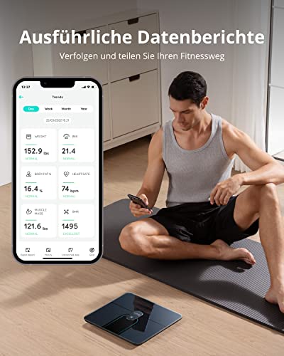 ANKER eufy Smart Scale P2 Pro, smarte Körperfettwaage, Schwarz – Ansicht 5
