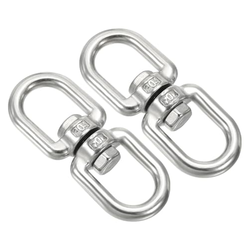 PATIKIL Modern Double Ended Swivel Eye Hook M8, 304 Stainless Steel, Silver, 2Pcs, 475kg/1047lbs Working Load Limit