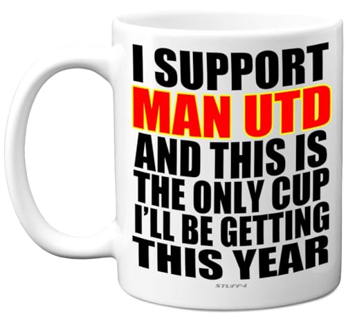 Funny Football Mug Gift for Man United Fans - Footy Only Cup - Joke Xmas Birthday Mugs Present Gifts for Son Dad Brother Uncle Colleague Friend Cousin, 11oz Ceramic Dishwasher Safe Coffee Tea Cup