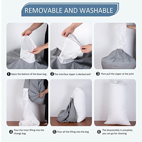Sitzsack-Sesselbezug (Ohne Füllung), Extra Große Sitzsack Stuhlbezug Sitzsack Hülle Abnehmbare Waschbar Für Kinder Und… – Bild 8