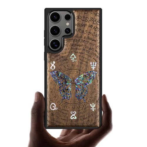 Carveit étui de protection pour Samsung S25 Ultra coque bois nacre gravée