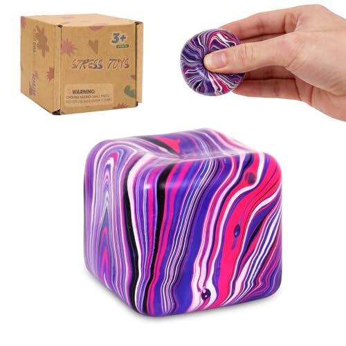 Graphinza Squeeze Toys – Soft Stress Relief Toys 1.4in Cube for Autism Relief, Balls for Adults and Children, Classroom Prizes – Durable Design, Not Easy...