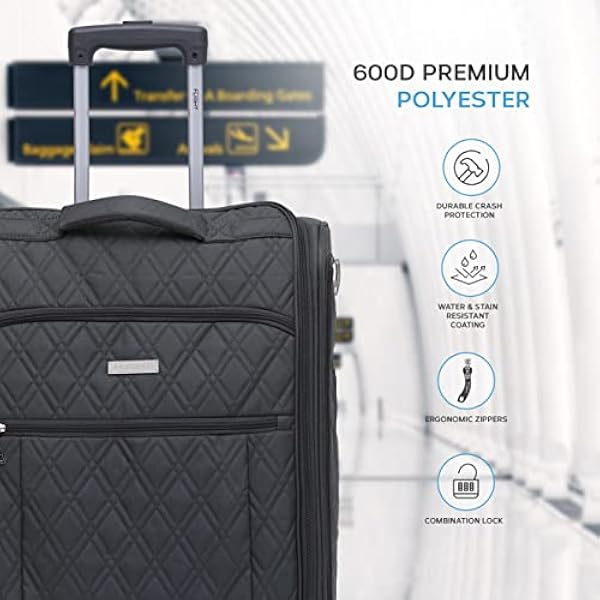 Flight Knight Set di 2 Valigia a Mano Grande 56 x 45 x 25 cm easyJet e British Airways - Approvata e testata - 2 ruote - Valigia da cabina in tessuto ultraleggera e resistente