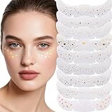 10 Stück Glitzer Gesicht Sommersprossen Tattoo - Goldene wasserfeste temporäre Tattoos mit Sternen, Punkten, Monden und Schmetterlingen, Festival Freckles