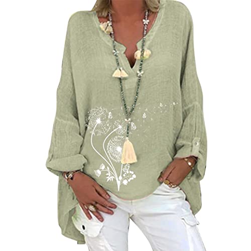 Blusa feminina plus size gola túnica feminina manga longa estampa girassol sólido V top camisa de re