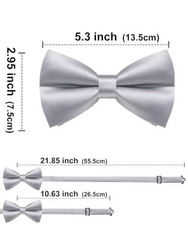 Image of Solid Color Bow Ties for Men Silk Pre-tied Tuxedo Bowtie Set 4PCS