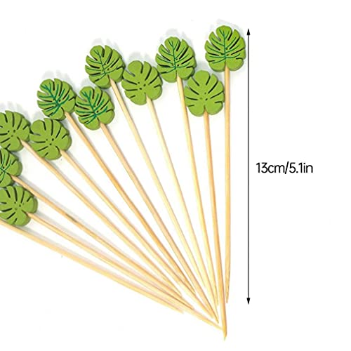 NIDONE Cocktail sticks Houten voorgerecht halen wegwerp groen blad tandenstoker voor feestbalk 100 stks - Afbeelding 3