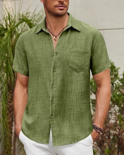 Camisa masculina de manga curta abotoada casual verão praia sem t...