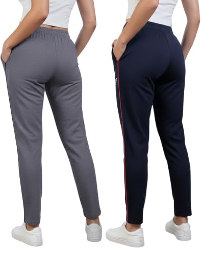 Image of Women Cotton Regular Fit Track Pants (Pack of 2)