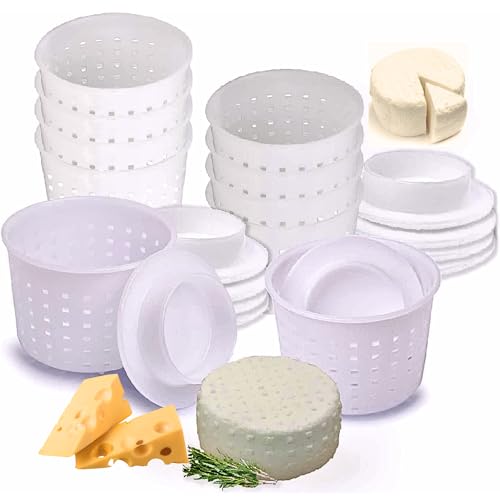 10 Käseförmchen mit Spender 300 ml - Set für den Hausgemachten Hartkäse und Weichkäse - Käsekorb