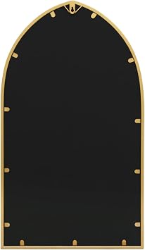 MirrorOutlet The Arcus - Gold Metal Framed Modern Arched Garden Wall Mirror 32 X 19 (83CM X 48CM) Black. 2cm Wide Frame and 3cm Deep.
