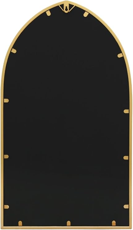 MirrorOutlet The Arcus - Gold Metal Framed Modern Arched Garden Wall Mirror 32 X 19 (83CM X 48CM) Black. 2cm Wide Frame and 3cm Deep.