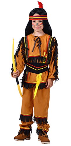Indianerkostüm Für Jungen 3-teilig – Mit Fransen, Braun/gelb, Inkl. Stirnband (Tomahawk Nicht Dabei)