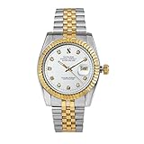 Sangdo Men's with Diamond Round White Stainless Steel Automatic Mechanical Watches