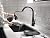 Delta Lenta Matte Black Kitchen Faucet with Pull Down Sprayer, Modern Single Hole Kitchen Sink Faucet, Single Handle, Matte Black 19802Z-BL-DST