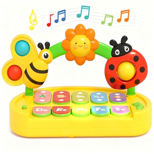 Baby Piano Toy 6-12 Months Light Up Music Keyboard Baby Toys for 3 6 9 12 18 Months with 4 Modes, Infant Educational Early Learning Toys, Small...