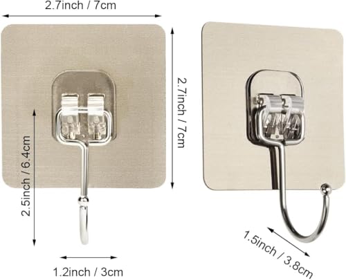 Image of 10 PCS Heavy Duty Self Adhesive Wall Hooks - Large Waterproof Wall Hooks for Hanging | Rustproof Stainless Steel Stickers for Kitchen, Bathroom, Home & Office