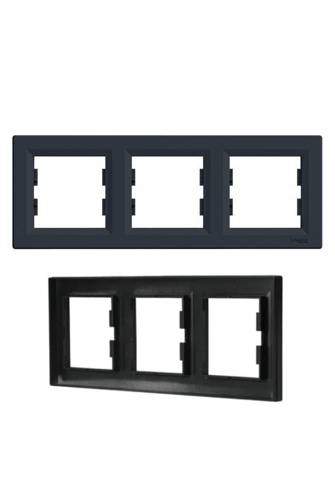 Cadre 3 voies vertical Asfora EPH5810371 triple poste anthracite robuste