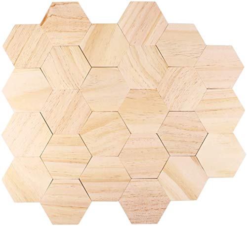 Hexagon Wood Slices 25 Pack Unfinished Wooden Craft Cutouts 3.5x1.8IN by SUPVOX - Used condition - Image 2