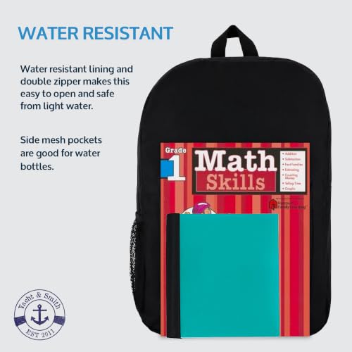 Image of Yacht & Smith 48 Pack 17 Inch Wholesale Children's School Backpack, 12 Assorted Colors - Bulk Water Resistant Knapsacks For School Age Kids (48 Pack Black)