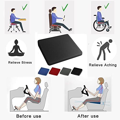 Soodie&Zuzu's 11 Degree Seat Wedge, High Density Foam Seat Cushion, Wedge Cushion for Cars, Chairs for Back Pain, Lumbar Support, Sciatica Relief, Improved Posture, 36 x 36 x 10 cm (Black)