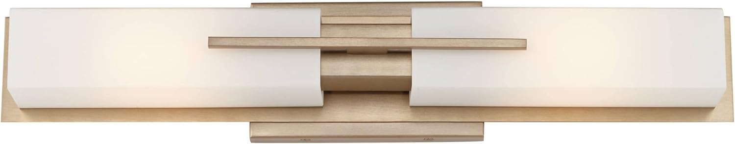 Possini Euro Design Midtown Modern Wall Light Burnished Brass Gold Metal Hardwired 23 1/2" 2-Light Fixture White Glass Shade for Bedroom Bedside Bathroom Vanity Living Room Hallway Dining House